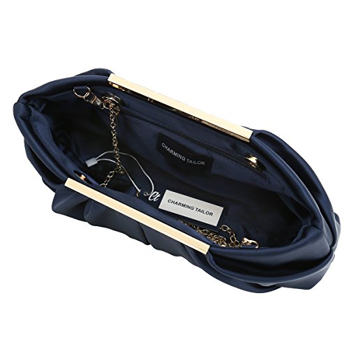 image for Charming Tailor Clutch Evening Bag Elegant Pleated Satin Formal Handba