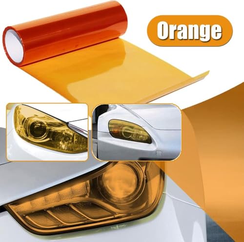 Image of HOME13 Self Adhesive Auto Car Tint Headlight Taillight Fog Light Vinyl Smoke Film Sheet Sticker Cover Car & Bike Protection Film (Orange, 12x60 Inch)