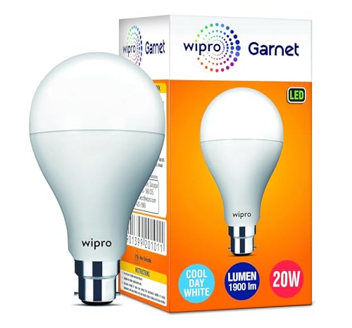 Image of Wipro Garnet A60 Base B22D 20-Watt LED Bulb (White, Pack of 1)