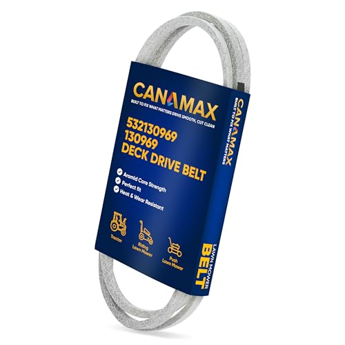Image of Canamax 532130969 130969 Drive Belt - Aramid Cord 1 /2 inch x 92.5 inch - for 42'' Deck Craftsman Husqvarna YTH22V46 YTH24K48 YTH2348 Poulan AYP Ariens John Deere LA135 - Replaces 592855201 584444701 21546080