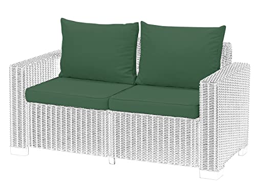 1,2 or 3 Seater Replacement Seat Cushion Pads for Keter Allibert California Rattan Outdoor Furniture | Water Resistant Rattan Patio Set Sofa Cushions Pads (2 Seater, Bottle Green)