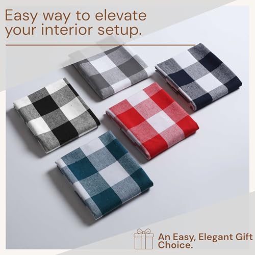 Image of Gray Buffalo Plaid Checked Dish Towels 12 Pack, 100% Cotton, 16x26 Inches, Super Absorbent, Quick Drying, Soft, Lint-Free, Durable Tea & Bar Towels with Hanging Loop, Grey and White