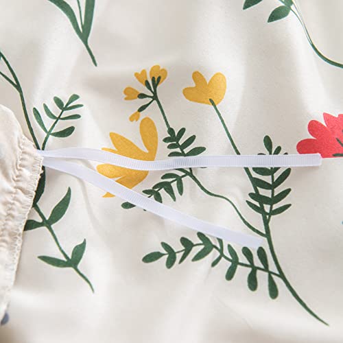 Pom Pom Bedding Floral Duvet Cover Set Yellow Red Flowers Colorful Floral Botanical Printed French Country Farmhouse Bedding Sets Queen With 2 Pillowcases (Queen, Colorful) #TOP7