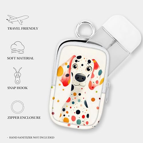 Image of Hand Sanitizer Spray Case, Compatible with Touchland Hand Sanitizer Mist Spray, Portable Mini Pouch, Fashion Accessory Keychain with Snap Hook 1FL. OZ., Spotted Dog