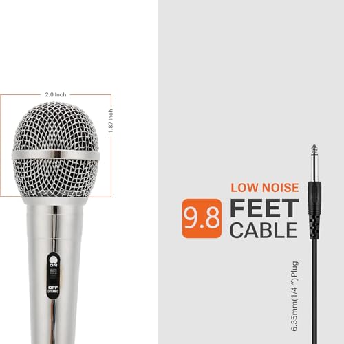 E I F E R Microfone dinâmico profissional com fio com vocais claros – prata, cabo de 3 m, versátil p