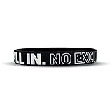 Motivational Wristbands - Adult & Youth Sizes! Perfect for Fitness, Sports, Work, Life. Wear Your Motivation! Sold Individually (All in. NO Excuses., Standard - 8')