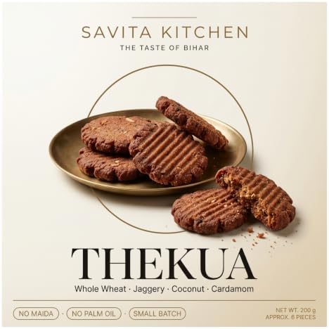 Savita Kitchen Gud Thekua 400g | Traditional Bihari Khajur Sweet Cookies for Chhath Puja Prasad | Whole Wheat Atta, Jaggery & Desi Ghee | No Maida, No Palm Oil, No Preservatives | Approx. 11 Pieces
