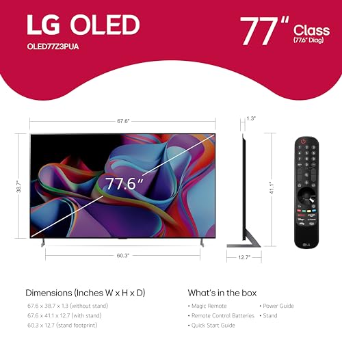 LG 77-Inch Class OLED Z3 Smart TV 8K Processor Flat Screen with Magic Remote AI-Powered with Alexa Built-in (OLED77Z3PUA, 2024) - Image 2