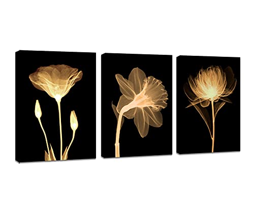 DZL Art H72734 Impression sur toile avec fleurs noires et oranges pour décoration de chambre à coucher, salon, salle de bain