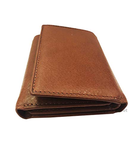 RFID Extra Page Mens Trifold Leather Wallet - Brandy4