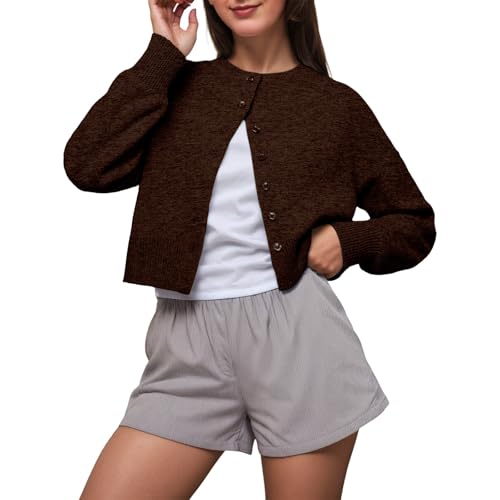 Cardigan de punto liso para mujer sueter abierto contra el frio ligero
