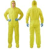 VVicogard Disposable Isolation Coveralls, Front Zipper Elastic Wrists Ankles, Polypropylene PP Protective Coverall Suit Dust-proof with Hood for Manufacturing, Spray Painting, Industrial