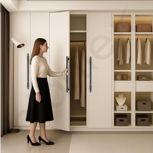 Image of Plantex Cabinet Handle /Kitchen Cabinet Door Handle /Wardrobe /450 mm Cupboard Handle /Door Pull-Push Handle for Home /Office - Pack of 2 (Black)