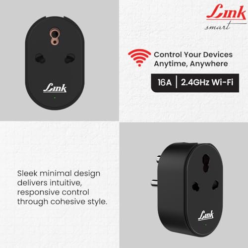 Image of Link NEO+ Wi-fi Smart plug 16A (Black) | App Control, Energy Monitoring, Timer & Scheduling | Large Appliances like Geysers, Microwave Ovens, Air Conditioners | Plug & Play Smart Automation