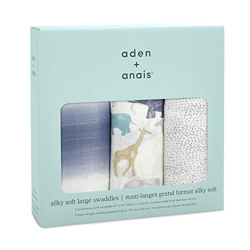 Image of aden + anais Silky Soft Swaddle Blanket, Boutique Muslin Blankets for Girls & Boys, Baby Receiving Swaddles, Ideal Newborn & Infant Swaddling Set, Perfect Shower Gifts, 3 Pack, Expedition