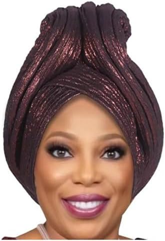 Dvbfufv African Headwrap Women Auto Hat Turban Cap Muslim Hijab Bonnet Nigeria Wedding Party Headwear