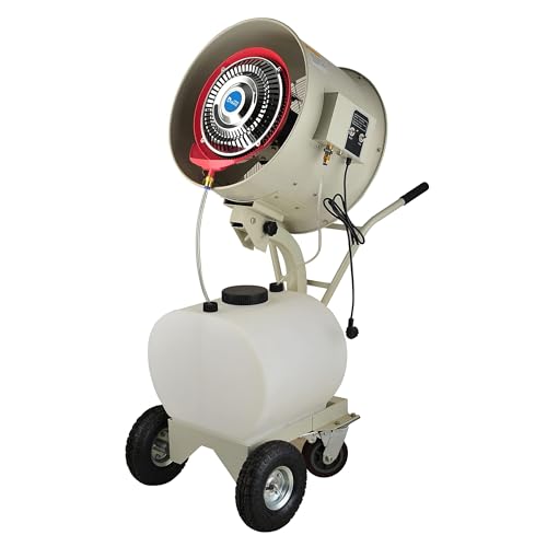 "Commercial Outdoor Mist Cooling Fan - Ideal for Stores, Carnivals, Stadiums, Yards - 49L Water Tank, 12-Hour Continuous Operation, Connects to Water Supply, Cools 1200 sq ft" (110V-320W-20inch)(110V-