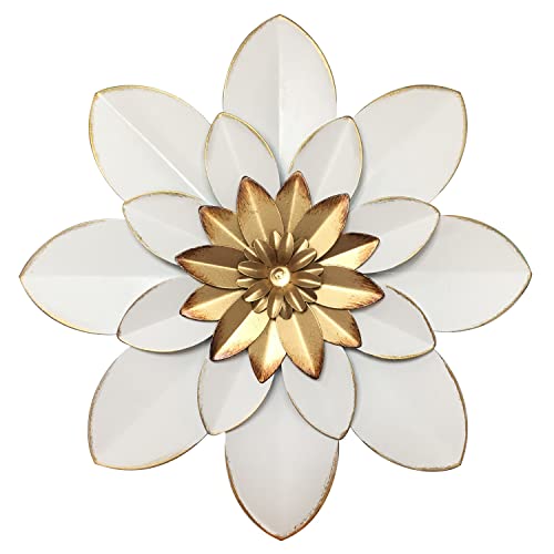 Decoración de pared de flores de metal, escultura floral rústica moderna de 9.5 pulgadas, hierro envejecido para colgar en la pared, decoración del hogar, obras de arte para interiores, cocina,