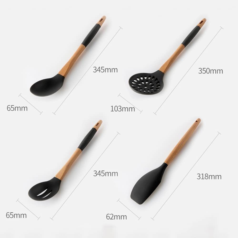 Set di Utensili da Cucina da Cucina, 11 Pezzi di Utensili da Cucina in Silicone Antiaderente Set di spatole con Supporto, Set di Utensili da Cucina in Silicone