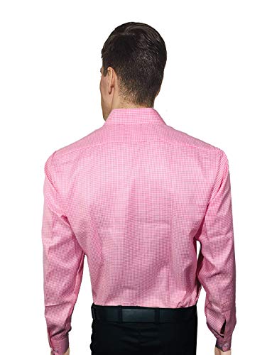 Image of PROLIFE Men's Regular Fit Formal Full Sleeves Shirt (Pink Small Check)