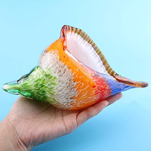Hophen Rainbow Murano Art Glass Sea Shell Hand Blown Glass Conch Figurine Paperweight Sculpture Home Decoration Wedding Ornament #TOP4