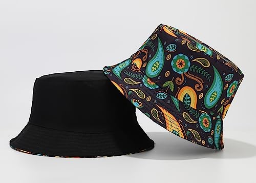 Image of Quanhaigou Bucket Hat for Men Women,Packable Reversible Printed Sun Hats,Fisherman Outdoor Summer Travel Hiking Beach Caps