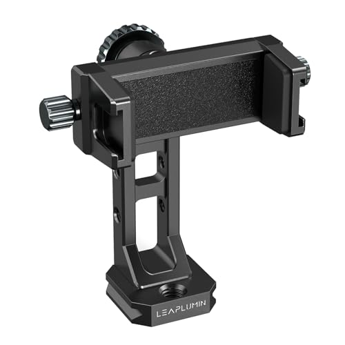 Leaplumin Metal Phone Mount for Tripod with 2 Cold Shoes & Arca Port,Phone Holder Stand with 4 * 1/4