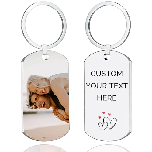 EGUEGU Custom Keychain with Picture, Personalized Keychain with Photo/Text for Men Lover Friends Gifts