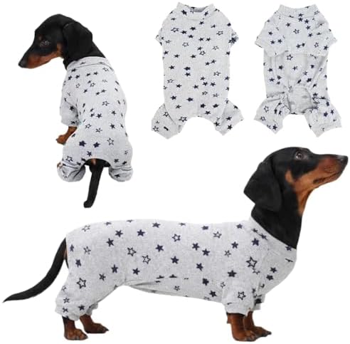 Truly Superior Upgrade Fabric Dachshund Pajamas for Dogs, Durable & Long-Lasting Dog Pajama Dachshund Clothes, Machine Washable Costumes for Weiner, Dog Pjs & Recovery Suit for Male Female Weenie, M