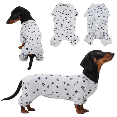 Truly Superior Upgrade Fabric Dachshund Pajamas for Dogs Durable & Long-Lasting Dog Pajama Dachshund Clothes Machine Washable Costumes for Weiner Dog Pjs & Recovery Suit for Male Female Weenie M