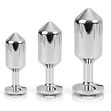 3PCS Premium Metal Weighted Anal Plugs with Luxury Jewel, Anal Training Kit Sex Toy for Men Women Couples