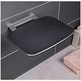 WYCSAD Klappbarer Duschsitz an der Wand montiert, Klappsitz für Duschkabine Klappbarer Duschstuhl für Senioren, Behinderte, Schwangere, maximale Belastung 440 lb, Duschbank Spa-Hocker (Farbe: Schw