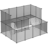 SONGMICS Haustierkäfig, Gehege für Kleintiere, 2-stöckig, grau LPC004G01