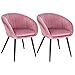 WOLTU 2 X Chaises de Salle à Manger Chaise de réunion en Velours et métal,Chaise de Cuisine Rose BH244rs-2