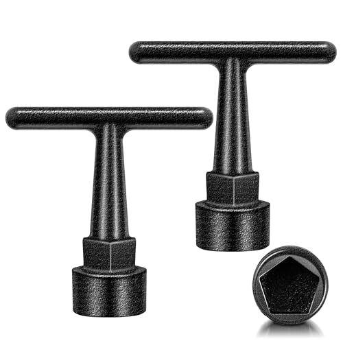 Image of Enhon Curb Box Wrench for Pentagon Curb Boxes, Water Meter Wrench for Penta Socket, T Handle Penta Tool, Water Valve Shut Off Tool(2 Pack,Black)