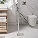 Gatco 1431SN, Modern Rectangle Base Freestanding Toilet Paper Holder, 22.25”, Satin Nickel/Free Standing Toilet Tissue Holder Stand with Weighted Base