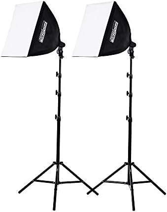 Fovitec 2-Light High-Power Fluorescent Studio Lighting Kit, 20"x20" Quick Setup Softboxes, 105W Bulbs & Light Stands for Portraits, Product Photos, Vlogging, Video Conferencing, & Live Streaming