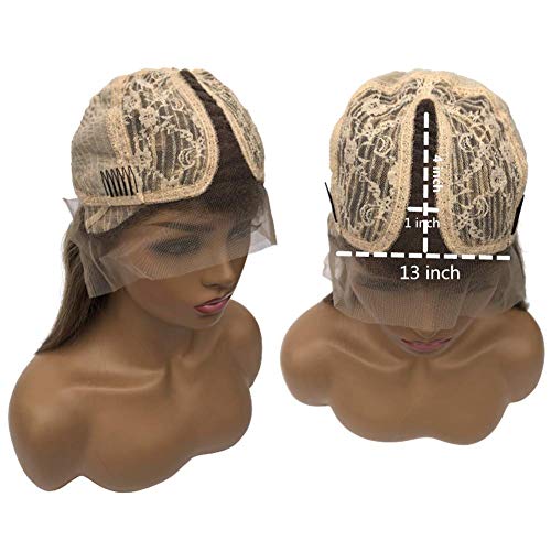 Pre Plucked T Part Lace Front Wigs With Baby Hair Glueless Remy Straight Human Hair Wigs Ombre Blonde With Brown 150% Density For Black/White Women 14 Inches #TOP5