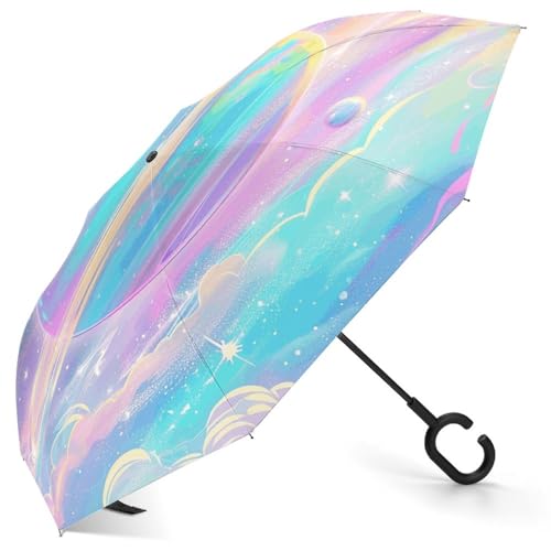 Parapluie inversé portable pour sac à dos idéal pour les trajets sous la pluie et le vent