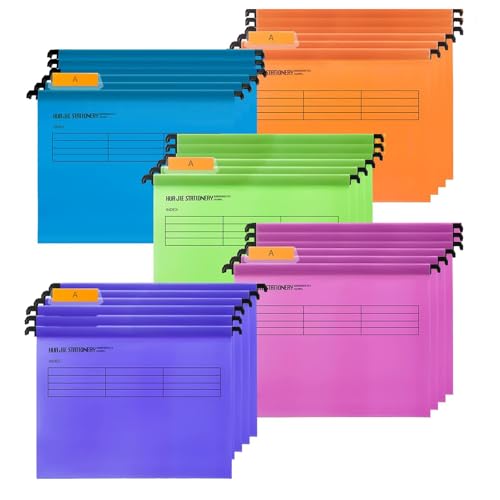 30pcs Hängemappen A4 Polypropylen Aktenschrank Hängemappen mit Tabs und Karteneinlagen für Schule Zuhause Arbeit Büro (5 Farbe)