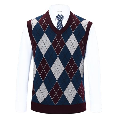 Muscularfit Mens Sweater Vest V Neck Sleeveless Pullover Sweater Argyle Cable Knit Sweater Vest Lightweight Knitted Pullover