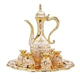 Goldenes Teeservice Set, Türkisches Vintage-Kaffeekannen-Set mit 6 Tassen