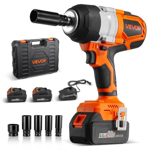 VEVOR Cordless Impact Wrench, 958.8 ft-lbs / 1300 N·m High Torque, 1/2 inch, 20V Electric Impact...