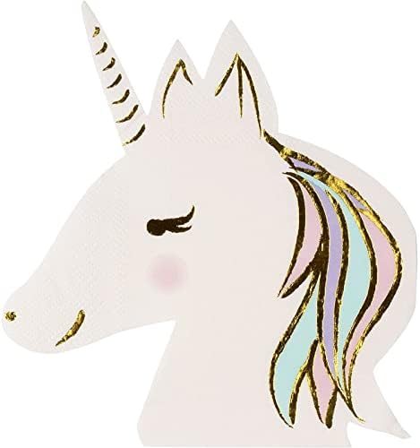 Blue Panda Cocktail Napkins - 50-Pack Luncheon Napkins Disposable Paper Napkins Birthday Party Supplies 3-Ply Unicorn Die-Cut Shaped Design with Gold Foil Folded 6.5 x 6.3 Inches