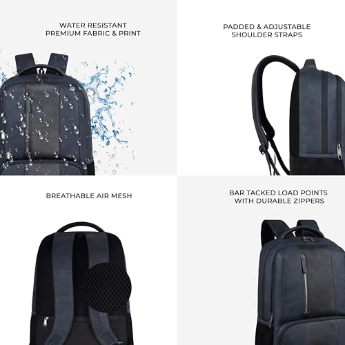 Image of Gear Vault 19 inch /30L Anti Theft Faux leather Large Water Resistant Laptop Backpack /Casual Backpack /Daypack /Travel Backpack /College Bag For Men /Women (Navy)