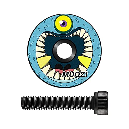 Fancyes Bicycle Headset Stem Top Cap and Bolt Front Fork Stem Top Cap Sturdy Components Part Cover Metal Stylish Bike Headset Top Cap for Bicycling, Blue