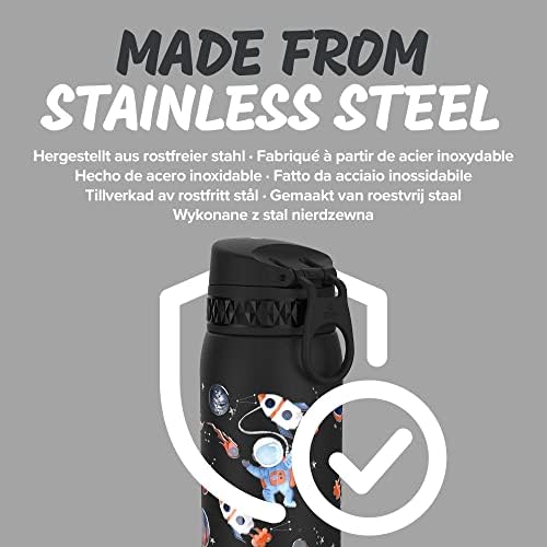 Ion8 Leak Proof Kids' Water Bottle, Stainless Steel, Space, 400ml (13oz)