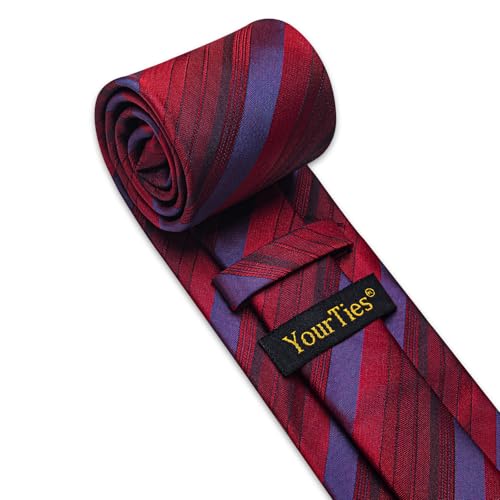 Image of YourTies Men's Neckties Striped Tie and Plaid Neckties for Men Woven Silk Tie Gold Tie Clip Set