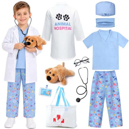 G.C Veterinarian Costume for Kids Toddler Girl Halloween Costume with Puppy