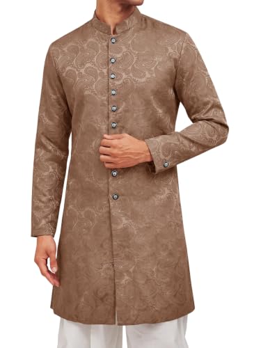 Runcati Mens Kurta Sherwani Coats Kaftan Indian Ethnic Royal Textured Suits